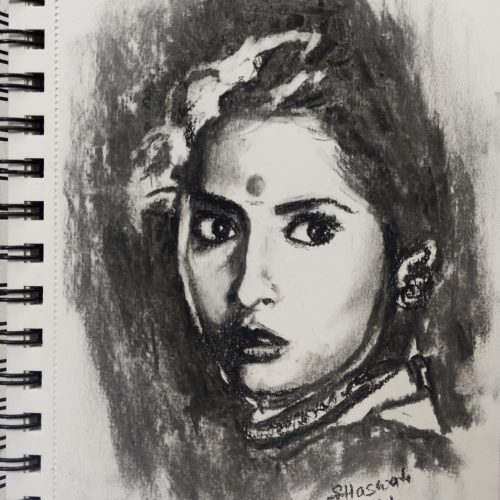 Confidence; 5X8 inches; Charcoal on paper without frame