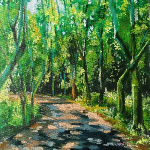The Green Walk; 12X14 inches; Unframed